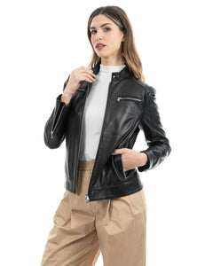 ILARY Giacca Biker da donna in vera pelle nero