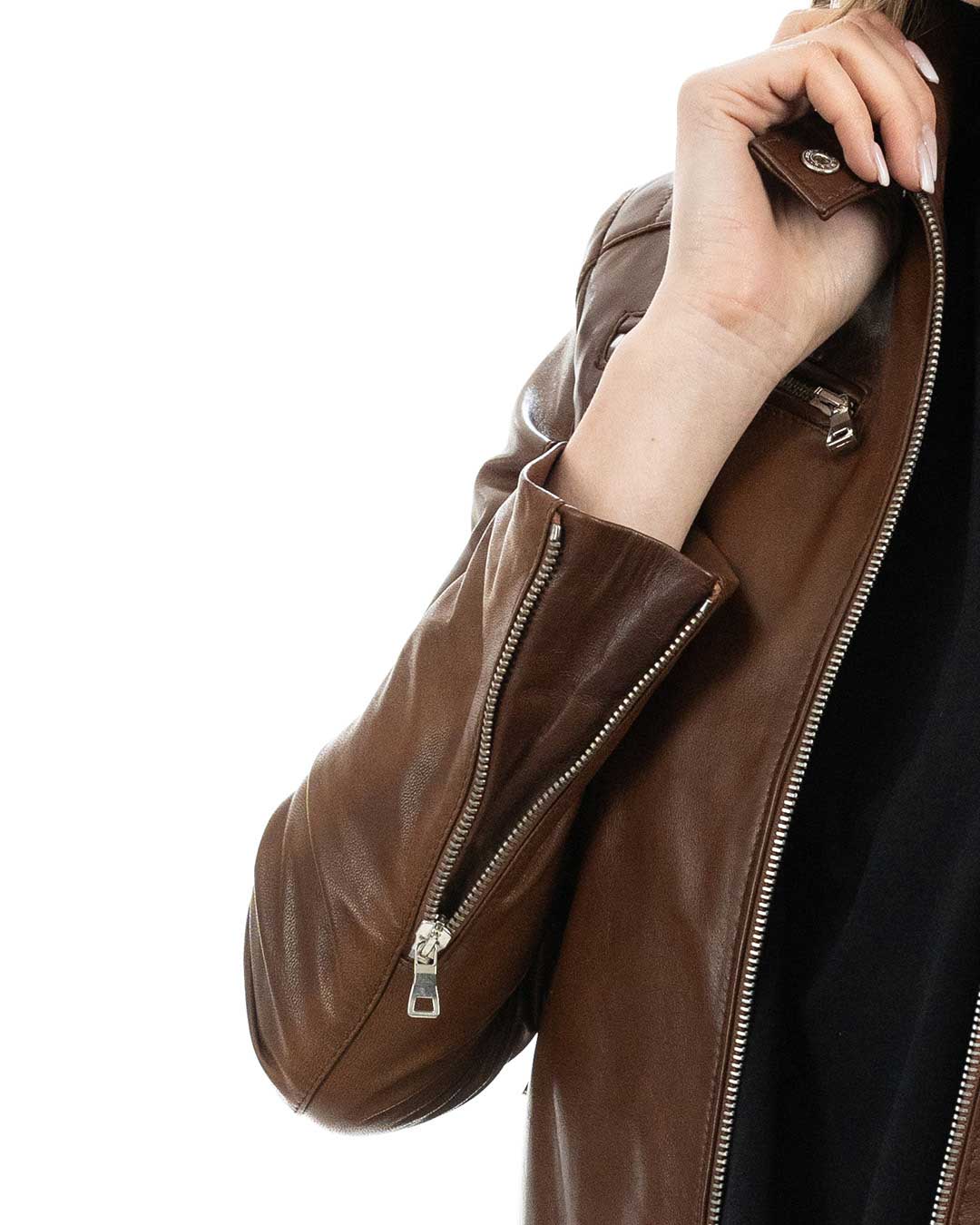 ILARY Giacca Biker da donna in vera pelle cuoio
