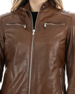 ILARY Giacca Biker da donna in vera pelle cuoio