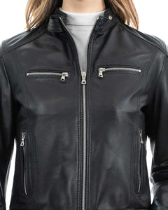 ALBA Giacca Biker da donna in vera pelle nero