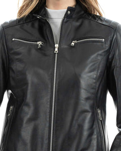 ILARY Giacca Biker da donna in vera pelle nero
