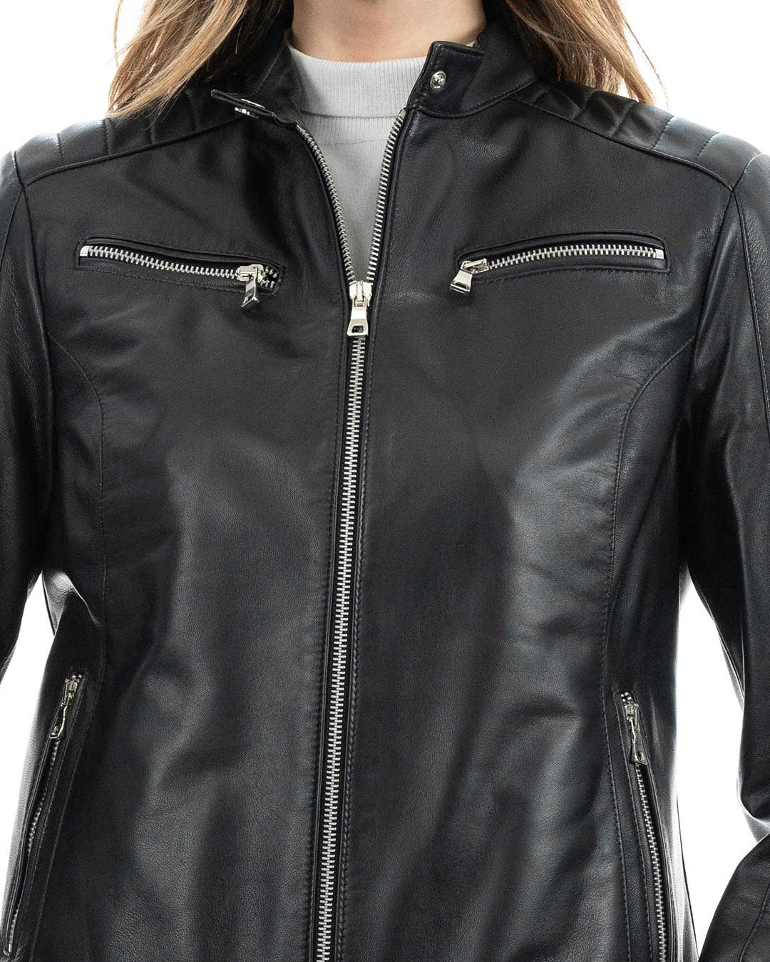 ILARY Giacca Biker da donna in vera pelle nero