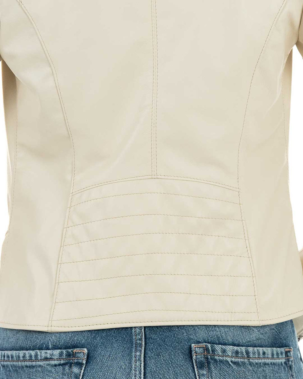 CLOE Giacca Biker da donna in vera pelle panna