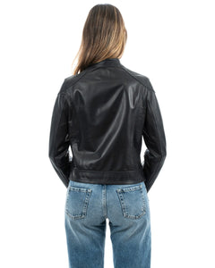 ALBA Giacca Biker da donna in vera pelle nero