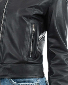 ALBA Giacca Biker da donna in vera pelle nero