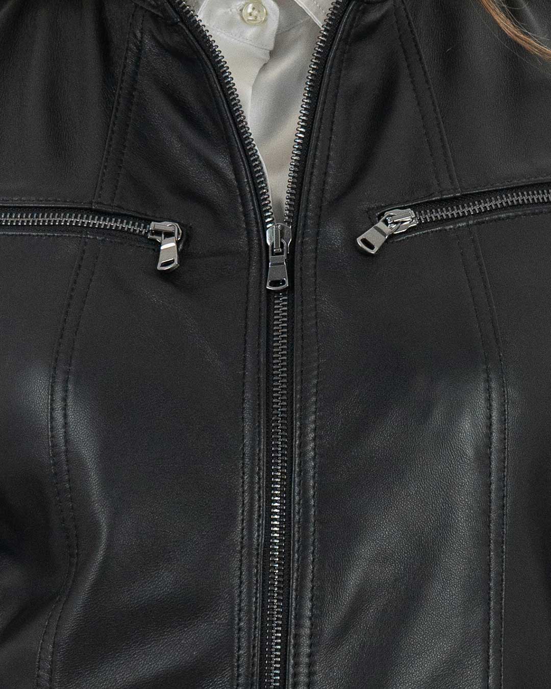 IOLE Giacca Biker da donna in vera pelle nero
