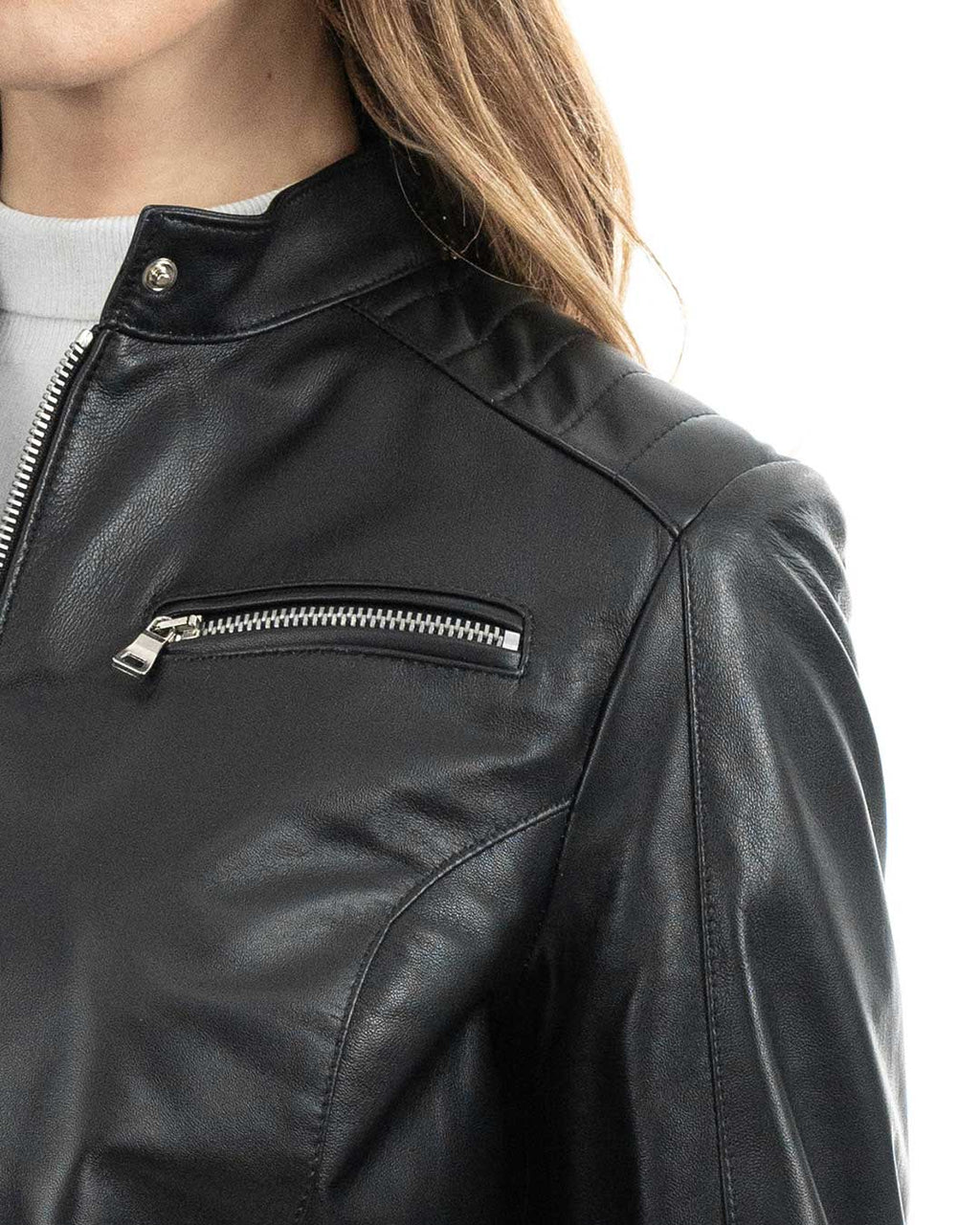 ILARY Giacca Biker da donna in vera pelle nero