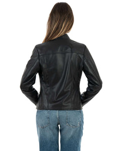 IOLE Giacca Biker da donna in vera pelle nero