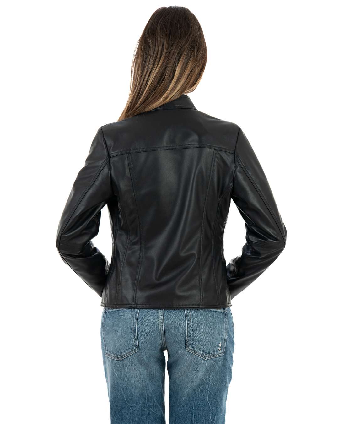 IOLE Giacca Biker da donna in vera pelle nero