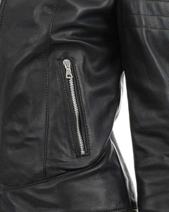 CLOE Giacca Biker da donna in vera pelle nero