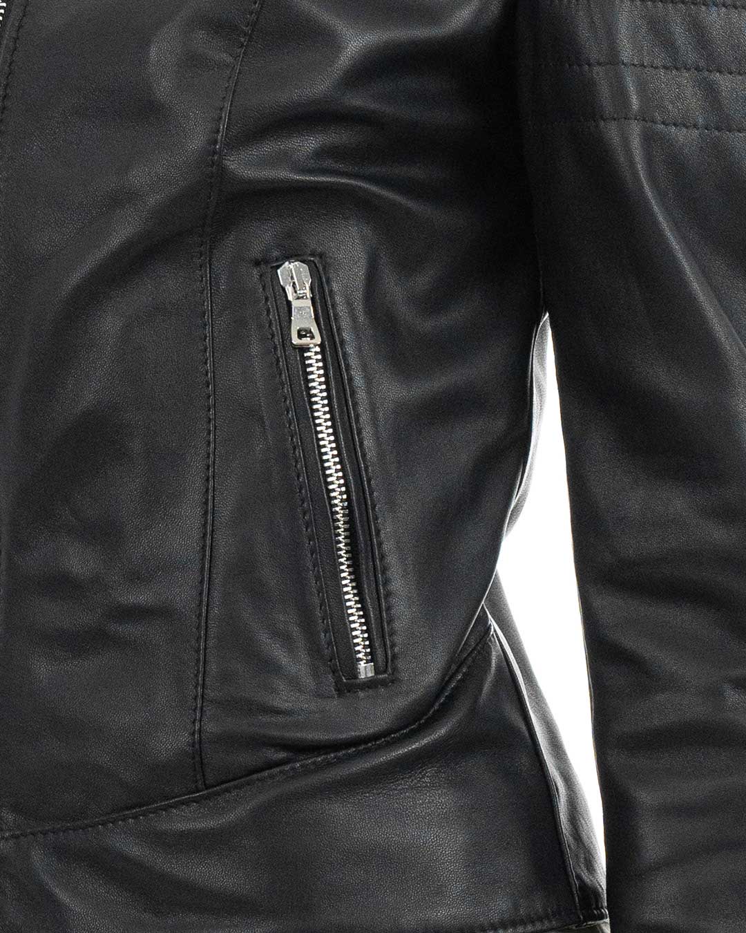 CLOE Giacca Biker da donna in vera pelle nero