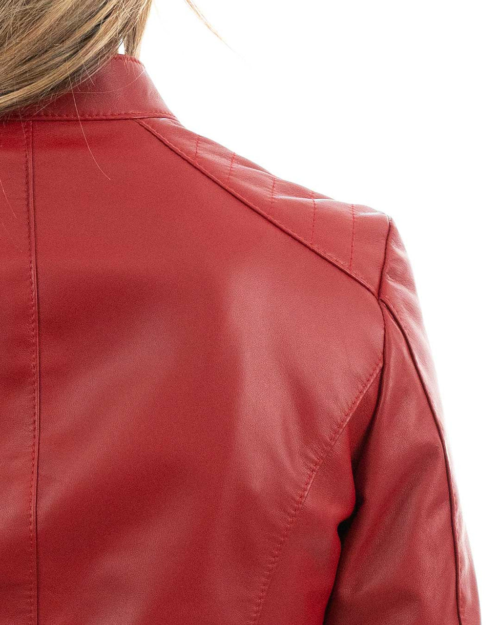 ILARY Giacca Biker da donna in vera pelle rosso
