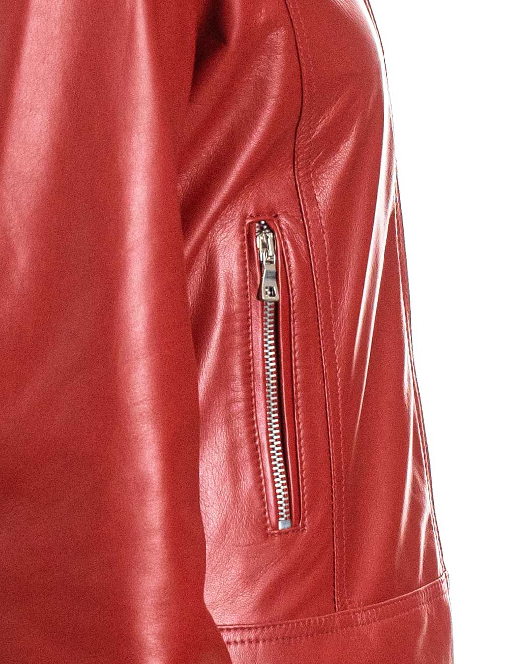 ALBA Giacca Biker da donna in vera pelle rosso