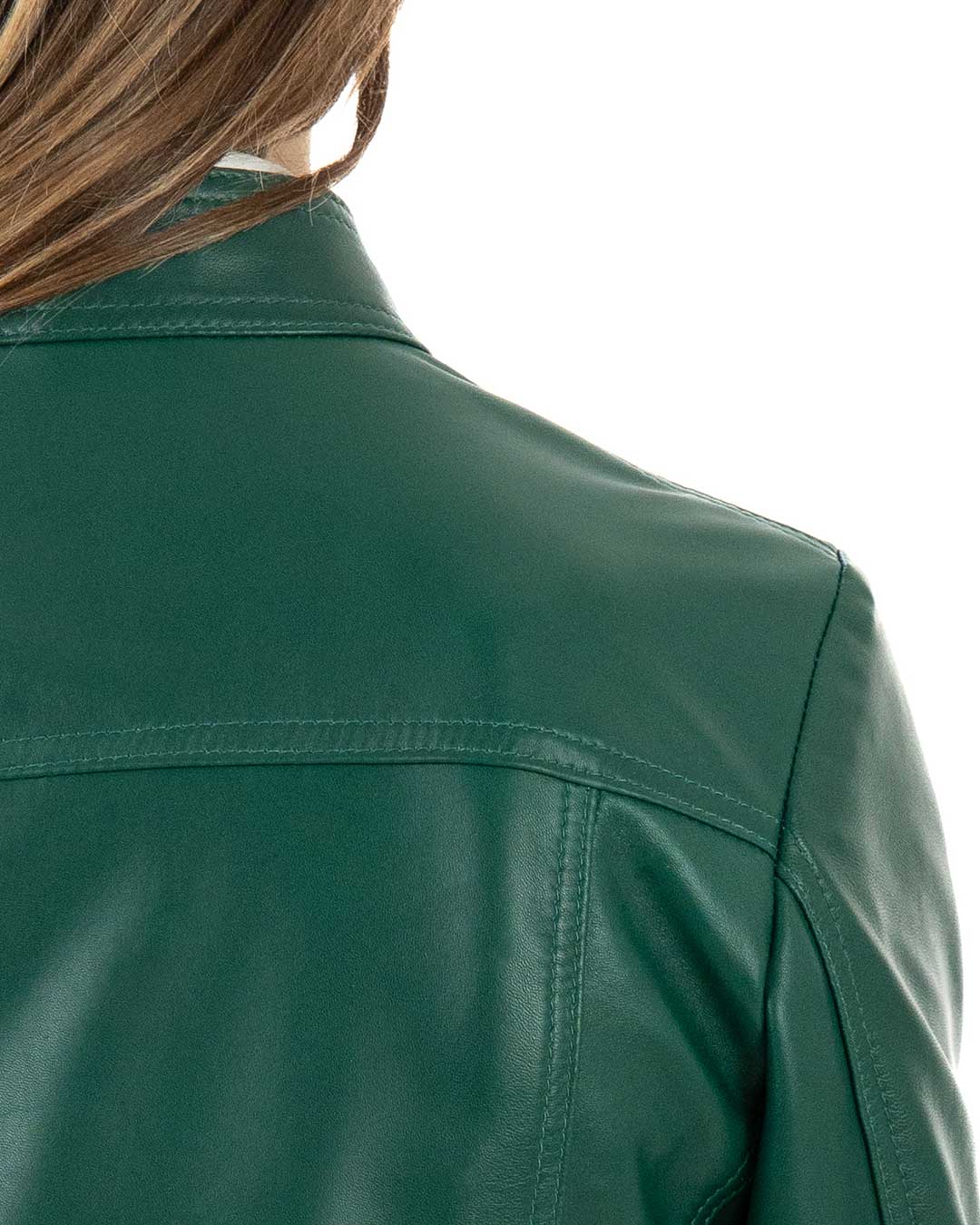 IOLE Giacca Biker da donna in vera pelle verde