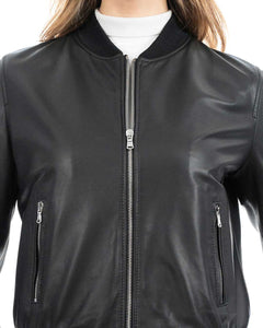 BELEN Giacca Bomber da donna in vera pelle nero