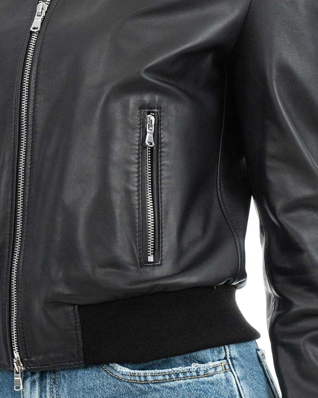 BELEN Giacca Bomber da donna in vera pelle nero