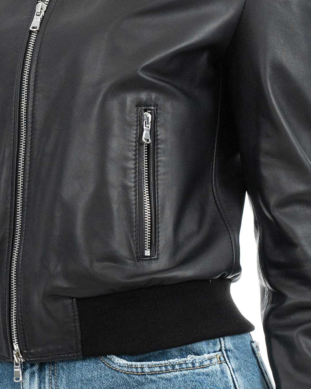 BELEN Giacca Bomber da donna in vera pelle nero