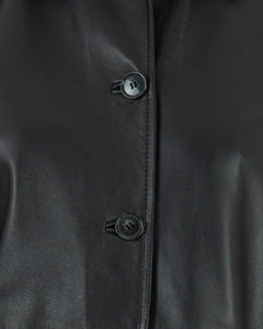 LUISA Giacca Cappottino lungo da donna in vera pelle nero