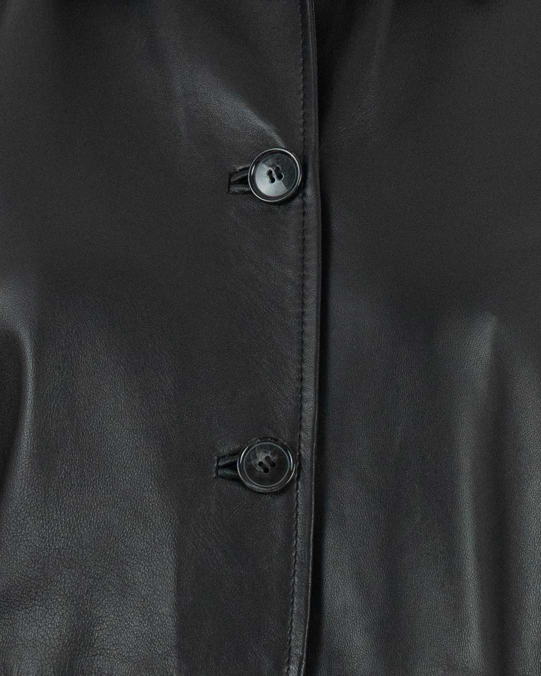 LUISA Giacca Cappottino lungo da donna in vera pelle nero