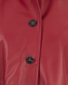 LUISA Giacca Cappottino lungo da donna in vera pelle rosso