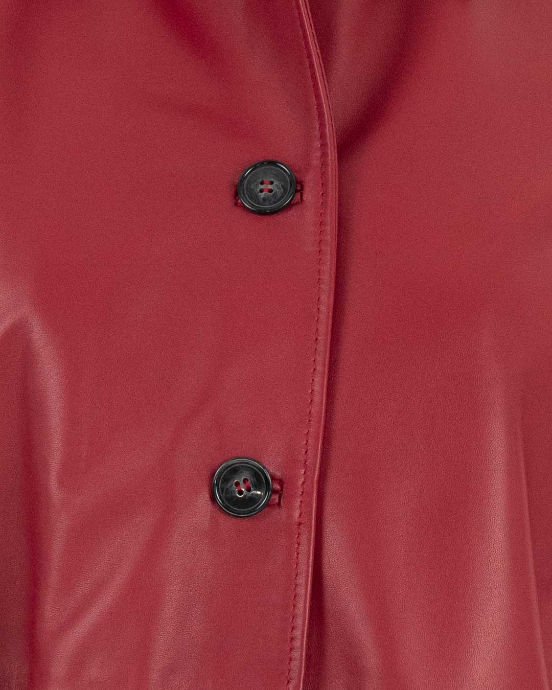 LUISA Giacca Cappottino lungo da donna in vera pelle rosso