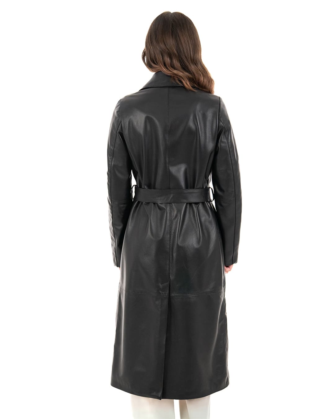 VALENTINA Giacca Cappotto lungo da donna in vera pelle nero
