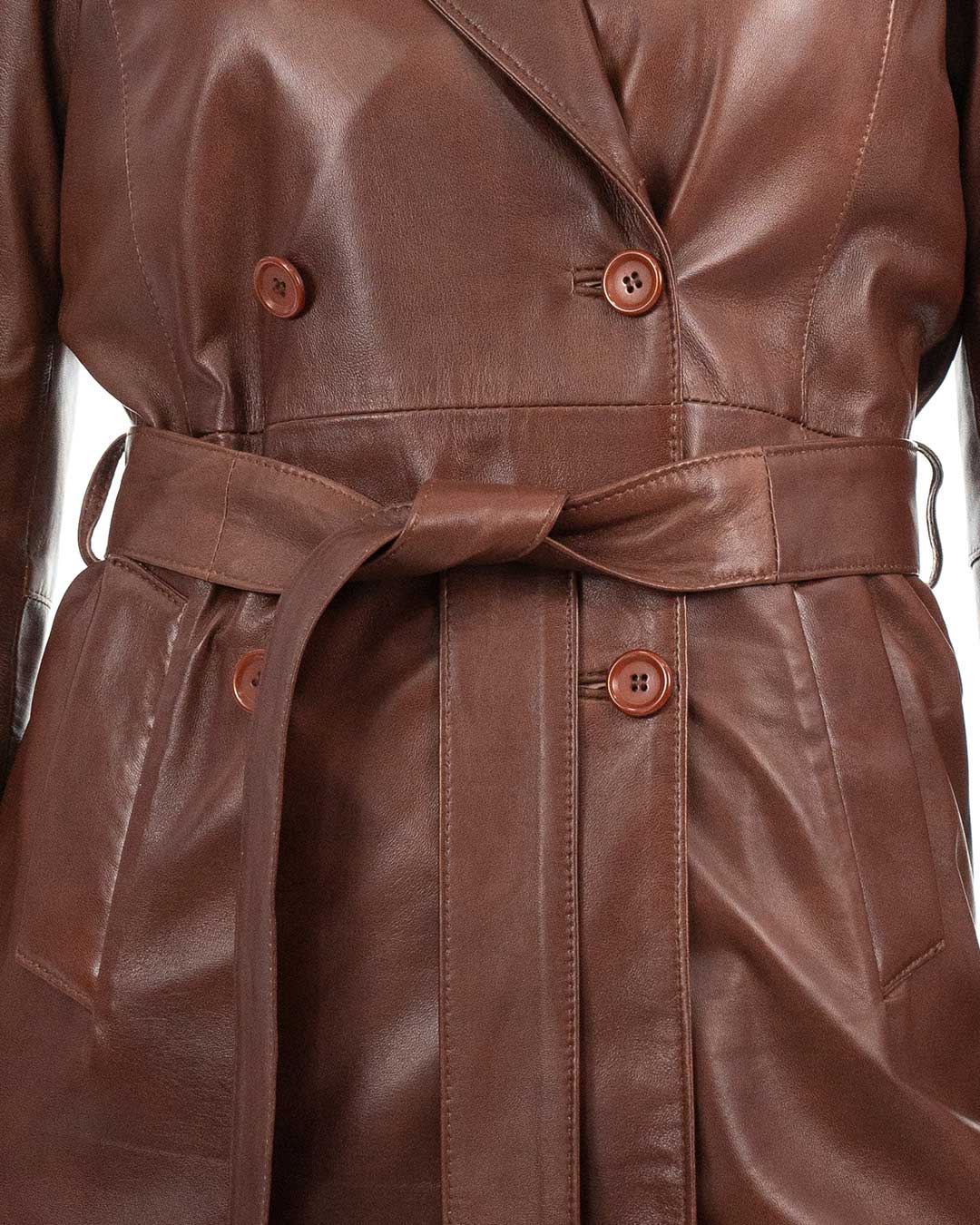 DOMINIQUE Giacca Cappottino lungo da donna in vera pelle mogano