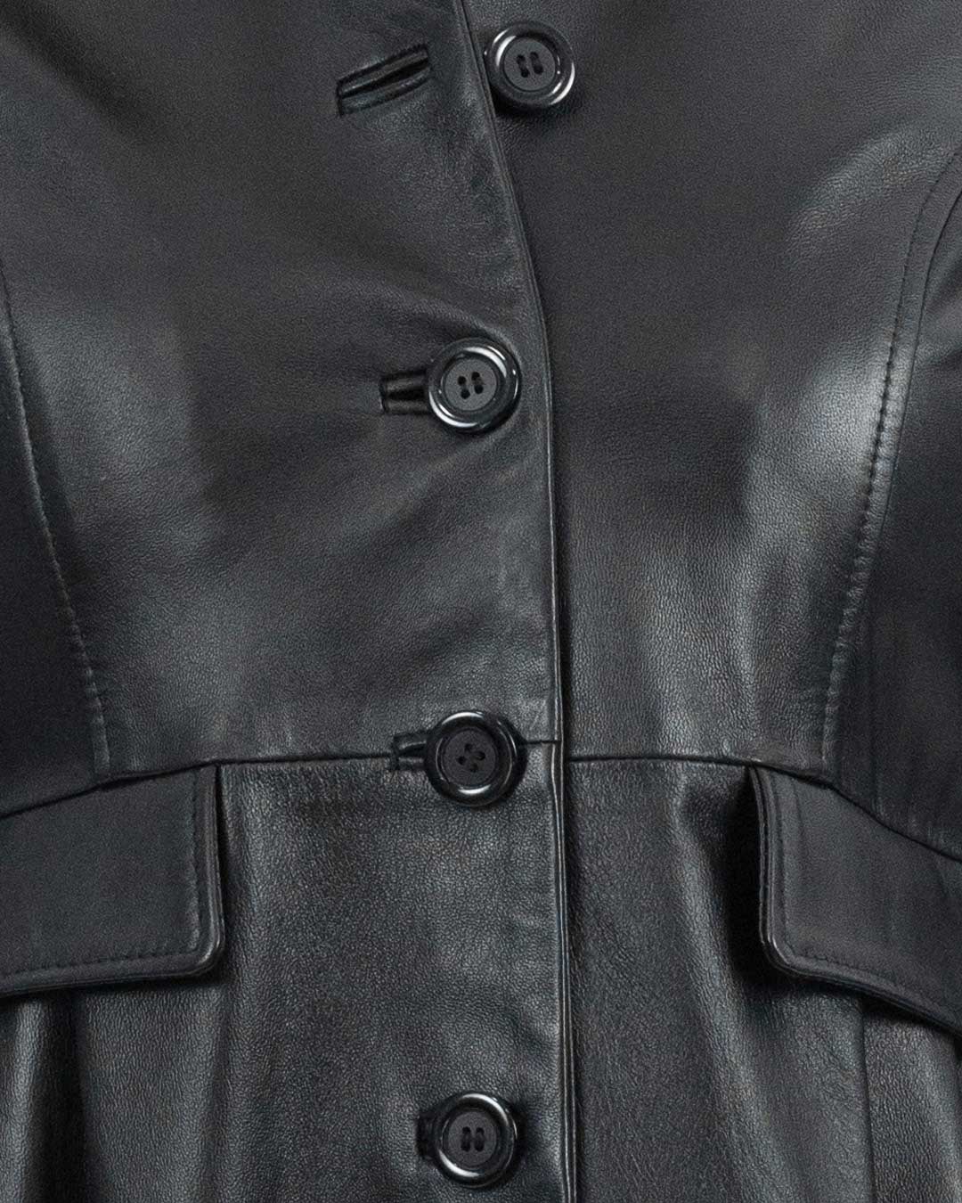 SOPHIE Giacca Cappottino lungo da donna in vera pelle nero