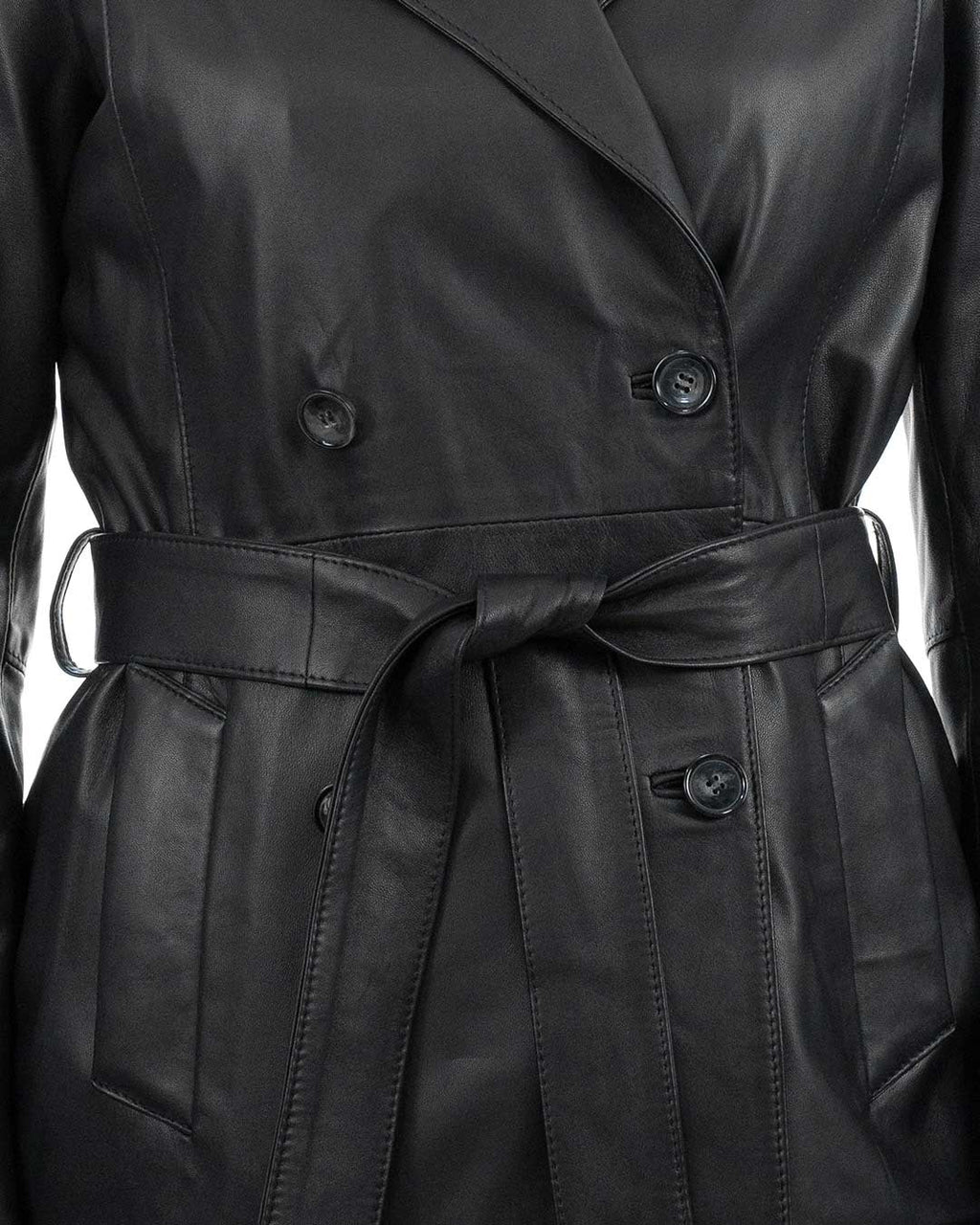 DOMINIQUE Giacca Cappottino lungo da donna in vera pelle nero