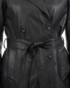 DOMINIQUE Giacca Cappottino lungo da donna in vera pelle nero