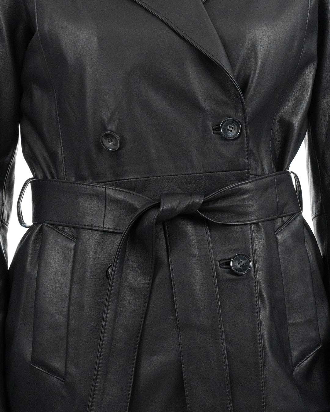 DOMINIQUE Giacca Cappottino lungo da donna in vera pelle nero