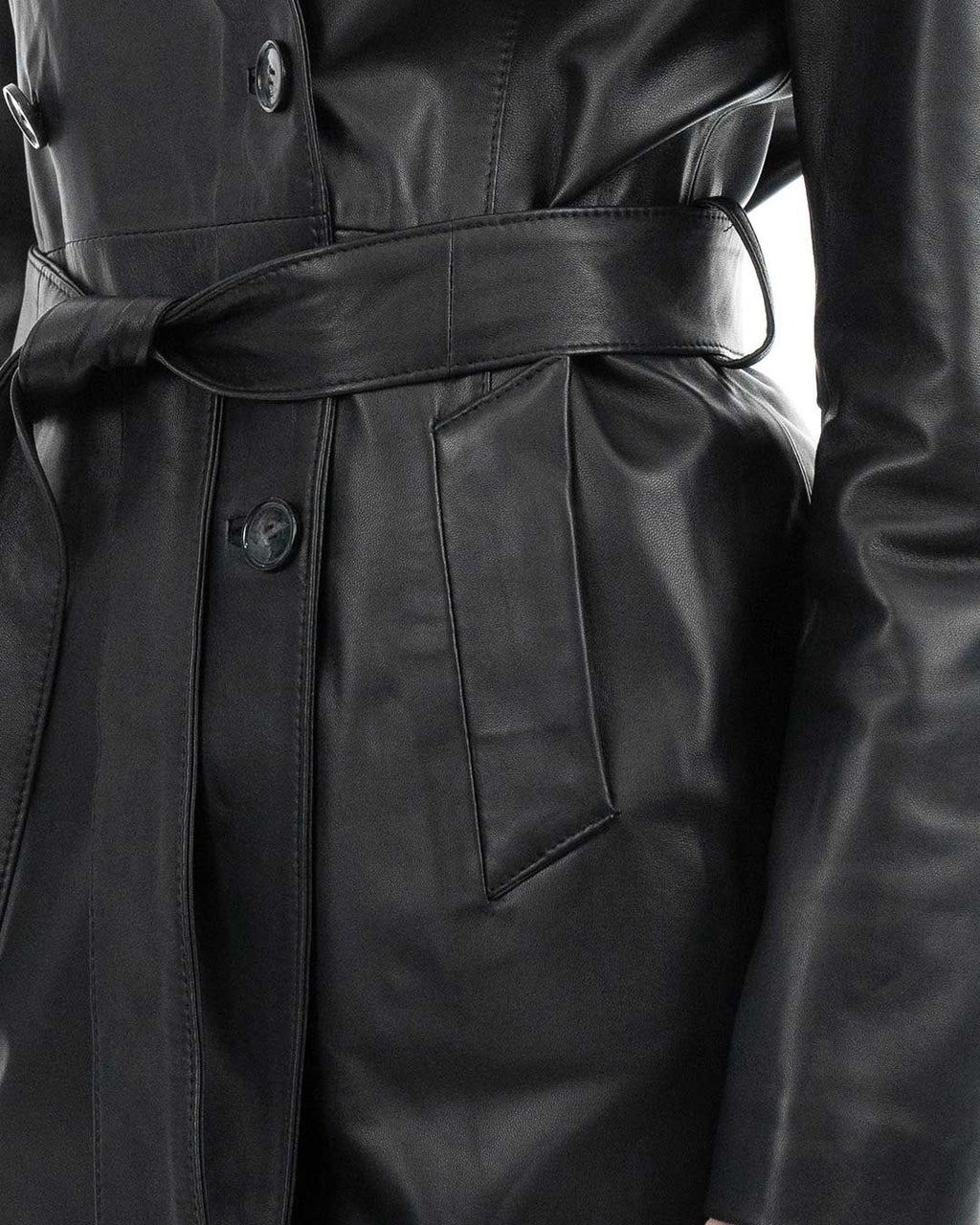 DOMINIQUE Giacca Cappottino lungo da donna in vera pelle nero