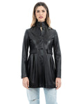Giacca Cappottino lungo da donna in vera pelle nero