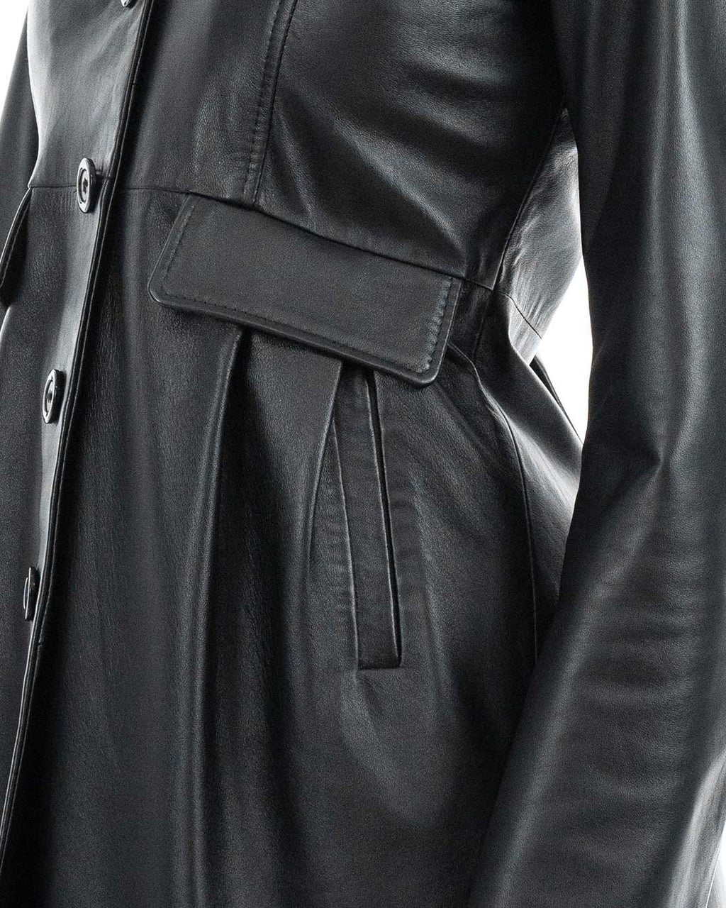SOPHIE Giacca Cappottino lungo da donna in vera pelle nero