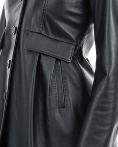 SOPHIE Giacca Cappottino lungo da donna in vera pelle nero