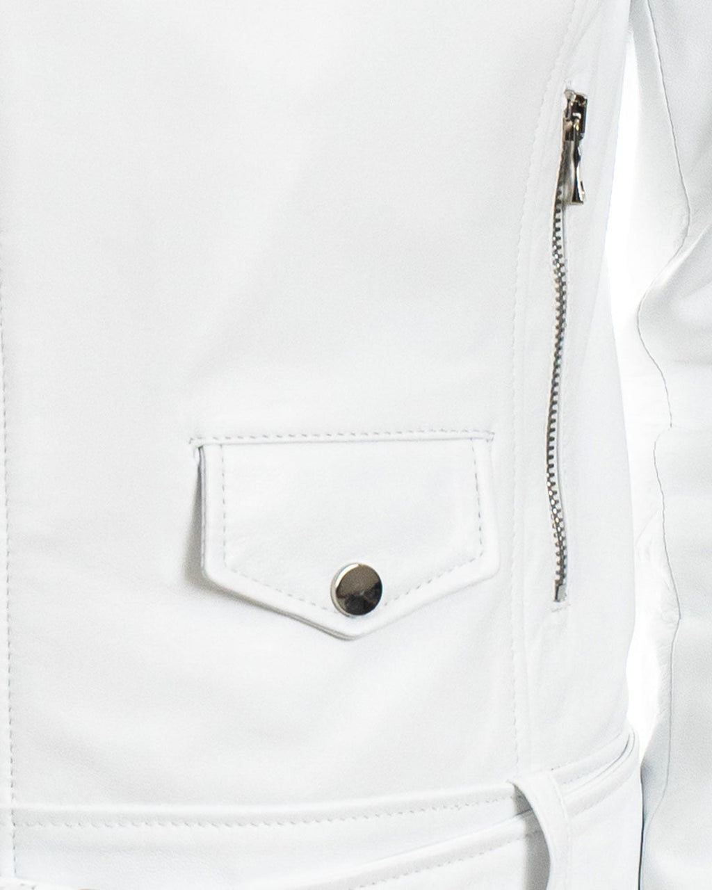 JULIA Giacca Chiodo con cintura da donna in vera pelle bianco