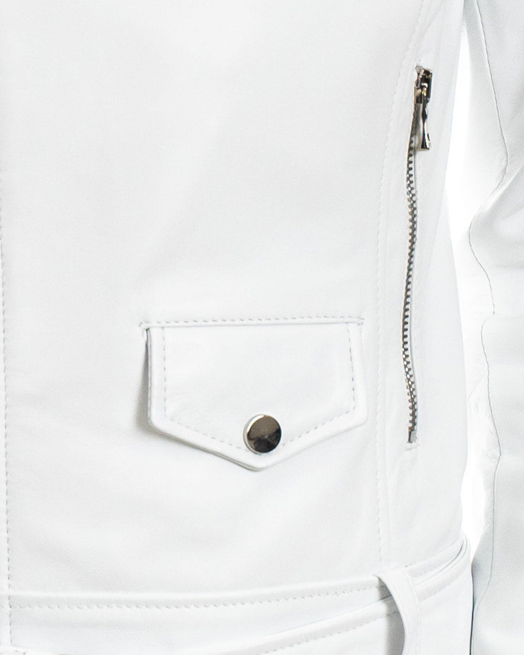 JULIA Giacca Chiodo con cintura da donna in vera pelle bianco