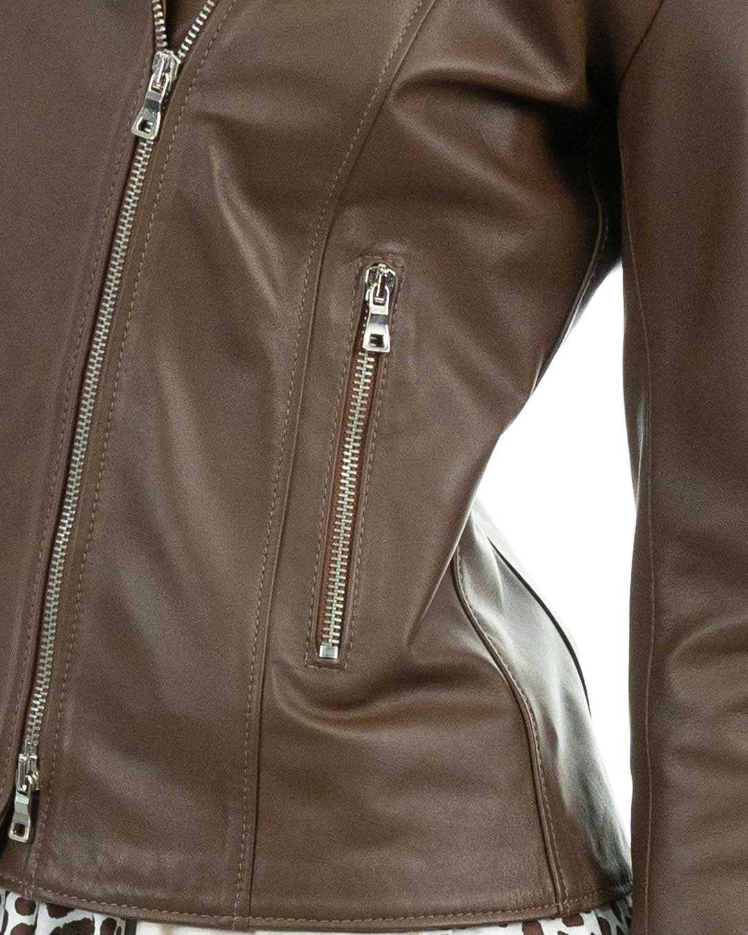 GEORGIA Giacca Chiodo da donna in vera pelle cuoio