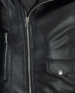 CATHERINE Giacca Chiodo da donna in vera pelle nero