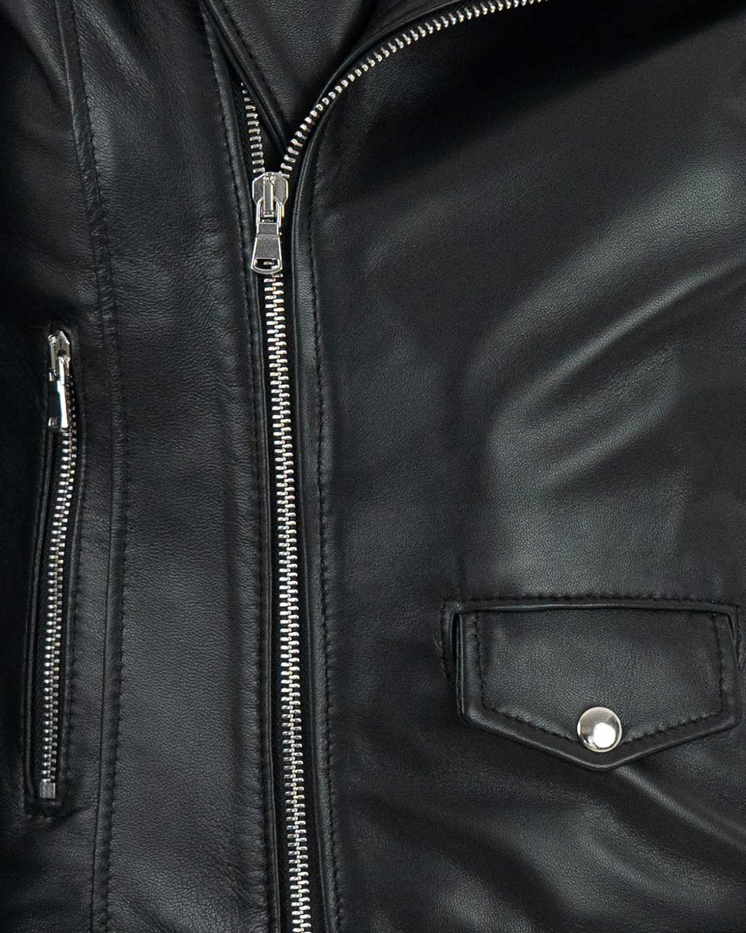 CATHERINE Giacca Chiodo da donna in vera pelle nero