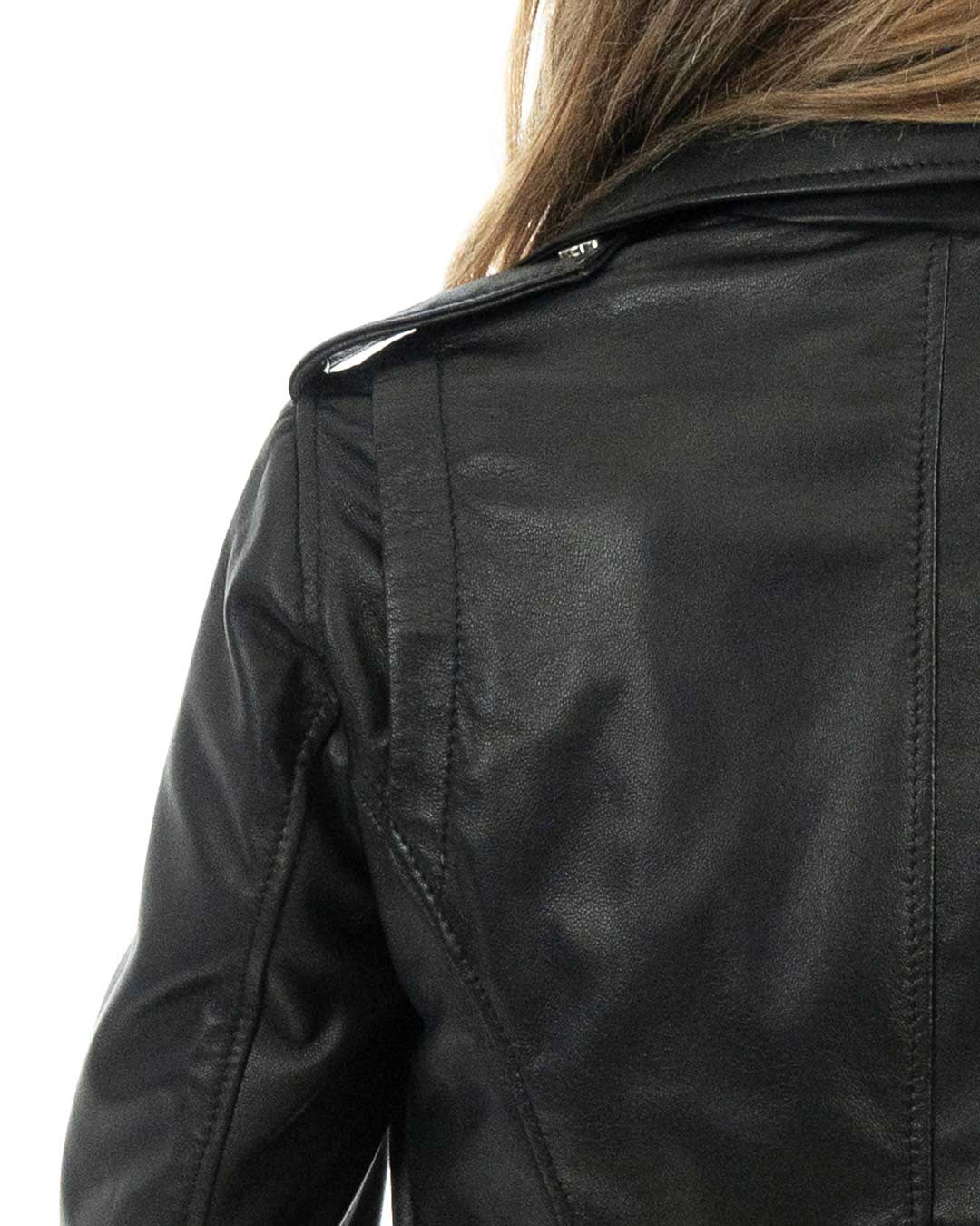 GEORGIA Giacca Chiodo da donna in vera pelle nero