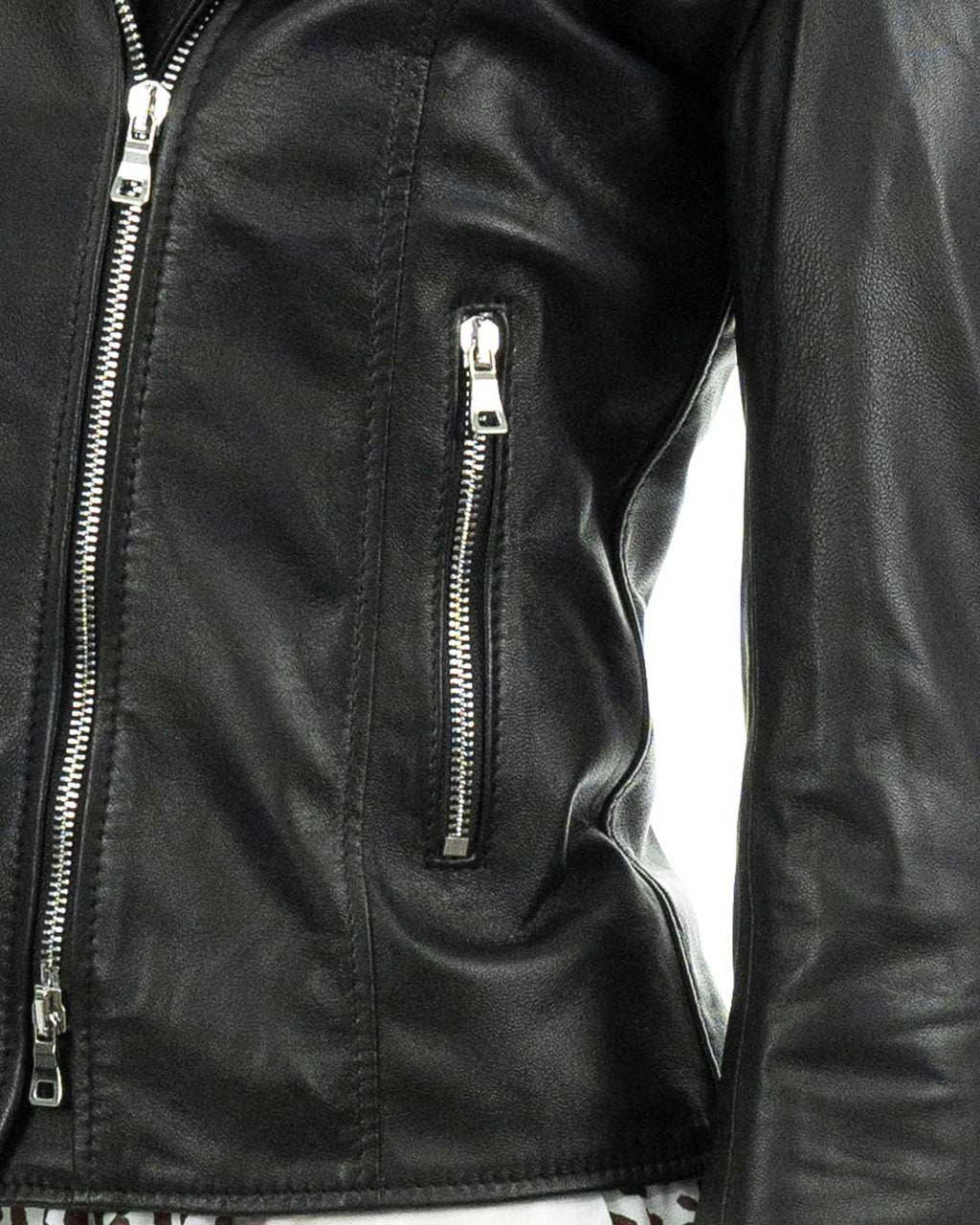 GEORGIA Giacca Chiodo da donna in vera pelle nero