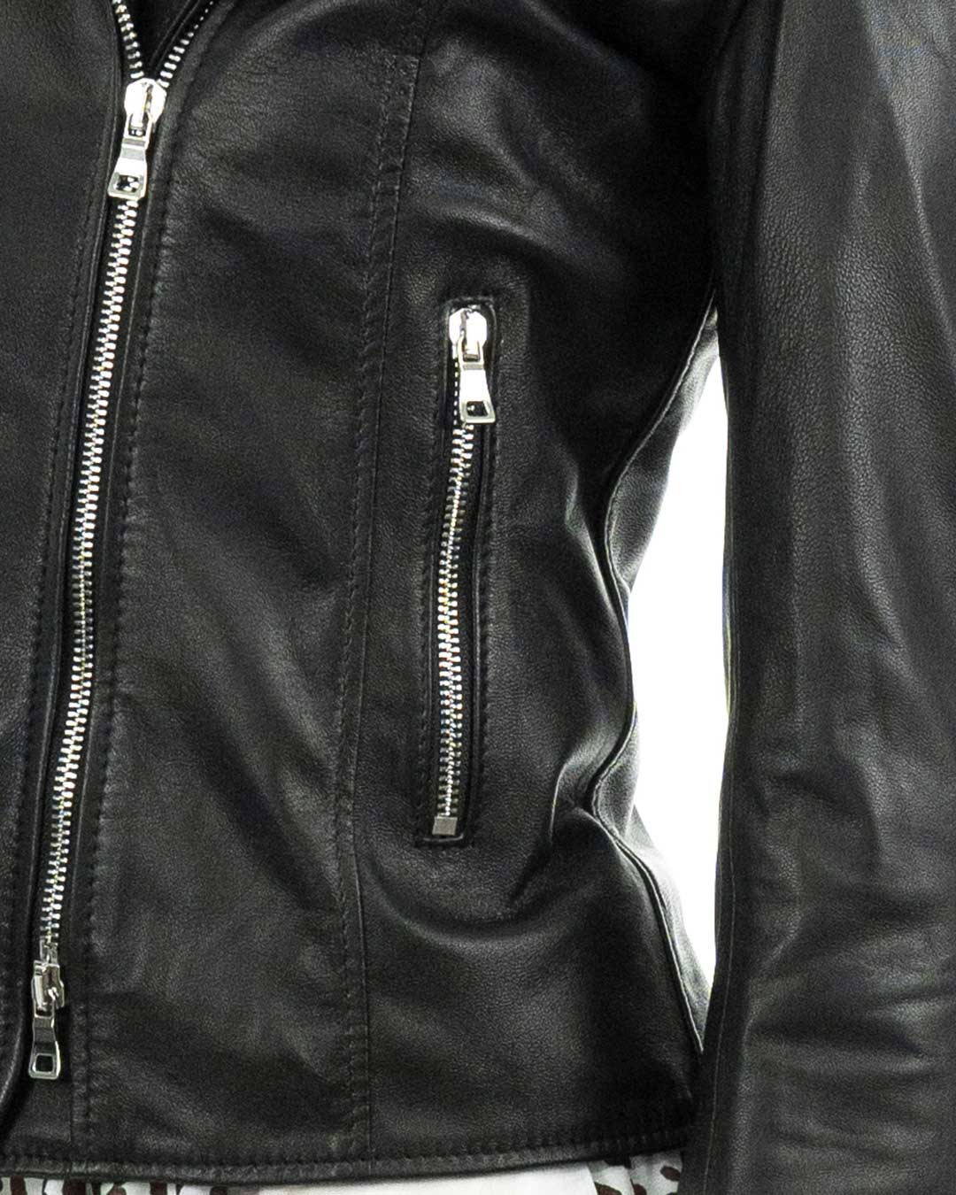 GEORGIA Giacca Chiodo da donna in vera pelle nero