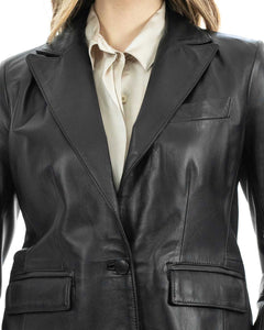 CAMILLA Giacca Blazer da donna in vera pelle nero