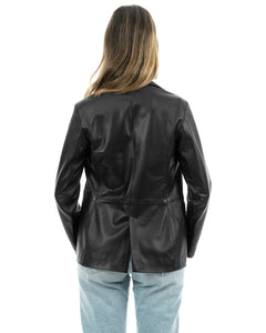 CAMILLA Giacca Blazer da donna in vera pelle nero