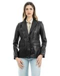 Giacca Blazer da donna in vera pelle nero