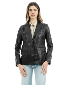 Giacca Blazer da donna in vera pelle nero