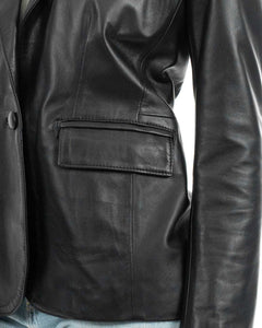 CAMILLA Giacca Blazer da donna in vera pelle nero