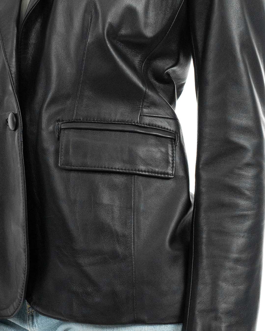 CAMILLA Giacca Blazer da donna in vera pelle nero