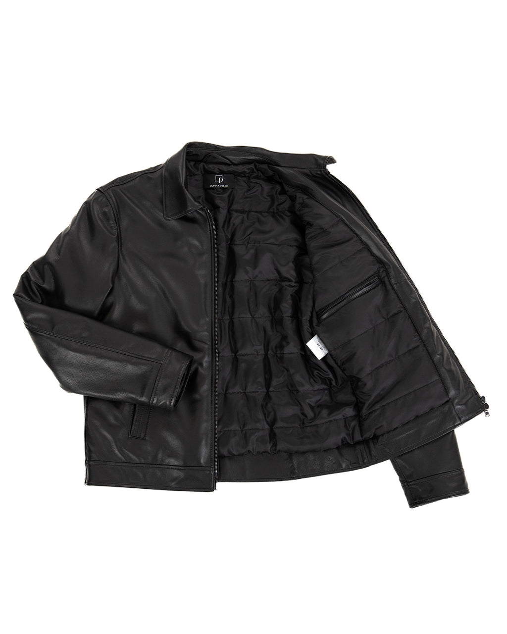 TOMMY Giacca Biker da uomo in vera pelle nero con trapunta